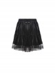 Gothic Style Elegant Velvet Splicing Lace Mesh Hem Daily Simple Black Short Skirt