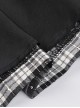 Punk Style Unique Metal Rivet Star And Moon Decoration Black And White Plaid Mini Pleated Skirt