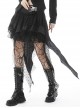 Punk Style Unique High Low Waist Irregular Tailoring Design Long Swallowtail Black Double Layer Lace Skirt