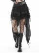 Punk Style Unique High Low Waist Irregular Tailoring Design Long Swallowtail Black Double Layer Lace Skirt