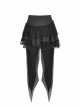 Punk Style Unique High Low Waist Irregular Tailoring Design Long Swallowtail Black Double Layer Lace Skirt