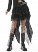 Punk Style Unique High Low Waist Irregular Tailoring Design Long Swallowtail Black Double Layer Lace Skirt