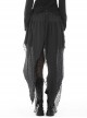 Punk Style Unique High Low Waist Irregular Tailoring Design Long Swallowtail Black Double Layer Lace Skirt