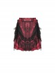 Gothic Style Retro Black Embroidered Lace Cover Cross Ribbon Drawstring Red Sexy Mini Skirt