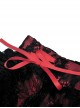 Gothic Style Retro Black Embroidered Lace Cover Cross Ribbon Drawstring Red Sexy Mini Skirt