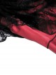 Gothic Style Retro Black Embroidered Lace Cover Cross Ribbon Drawstring Red Sexy Mini Skirt