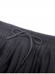 Gothic Style Retro Multi Layered Lace Ruffled Elastic Waistband Drawstring Elegant Black Chiffon Long Skirt