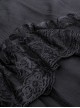 Gothic Style Retro Multi Layered Lace Ruffled Elastic Waistband Drawstring Elegant Black Chiffon Long Skirt