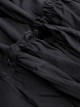 Gothic Style Retro Multi Layered Lace Ruffled Elastic Waistband Drawstring Elegant Black Chiffon Long Skirt