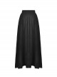 Gothic Style Retro Multi Layered Lace Ruffled Elastic Waistband Drawstring Elegant Black Chiffon Long Skirt