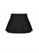 Punk Style Rock Roll Cross Metal Chain Skull Decorated Leather Strap Design Black Pleated Mini Skirt