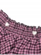 Punk Style Cross Strap White Angel Wings Heart Buttons Layered Lace Sweet Black And Pink Plaid Cake Skirt