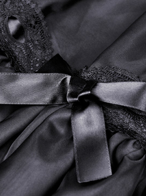Gothic Style Exquisite Embroidered Mesh Sweet Ribbon Bowknot Elegant Black Mini Petticoat Tutu Skirt
