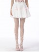 Gothic Style Sweet Mesh Lace Stitching Pink Ribbon Bowknot Cute White Mini Petticoat Tutu Skirt