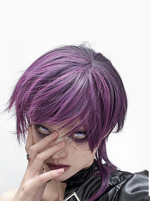 Taboo Idol Series Gradient Purple Cool Wolf Tail Juvenile Reverse Curling Hair Ouji Fashion Full Head Wig