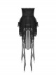 Gothic Style Gorgeous Flowing Lace Long Tail Leather Cross Strap Retro Black Waist Cake Skirt