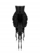 Gothic Style Exquisite Embroidered Lace Mesh Leather Strap Waist Luxury Long Tail Black Cake Skirt