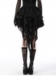 Gothic Style Exquisite Embroidered Lace Mesh Leather Strap Waist Luxury Long Tail Black Cake Skirt