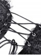 Gothic Style Exquisite Embroidered Lace Mesh Leather Strap Waist Luxury Long Tail Black Cake Skirt