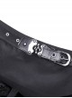 Punk Style Rebellious Girl Metal Buckle Belt Irregular Spider Web Tassel Hem Black Mini Skirt