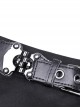 Punk Style Rebellious Girl Metal Buckle Belt Irregular Spider Web Tassel Hem Black Mini Skirt