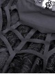 Punk Style Rebellious Girl Metal Buckle Belt Irregular Spider Web Tassel Hem Black Mini Skirt