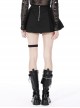 Punk Style Rebellious Rock Roll Hollow Metal Cross Waist Bag Design Daily Cool Black Pleated Skirt