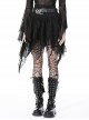 Gothic Style Personalized Ripped Lace Irregular Messy Hem Design Black High Waist Skirt