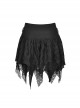 Gothic Style Personalized Ripped Lace Irregular Messy Hem Design Black High Waist Skirt