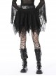 Gothic Style Personalized Ripped Lace Irregular Messy Hem Design Black High Waist Skirt