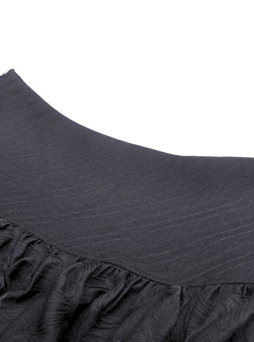 Gothic Style Personalized Ripped Lace Irregular Messy Hem Design Black High Waist Skirt