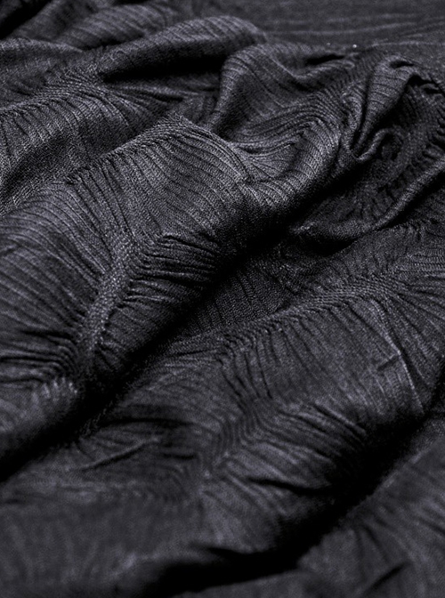 Gothic Style Personalized Ripped Lace Irregular Messy Hem Design Black High Waist Skirt