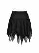 Gothic Style Personalized Ripped Lace Irregular Messy Hem Design Black High Waist Skirt