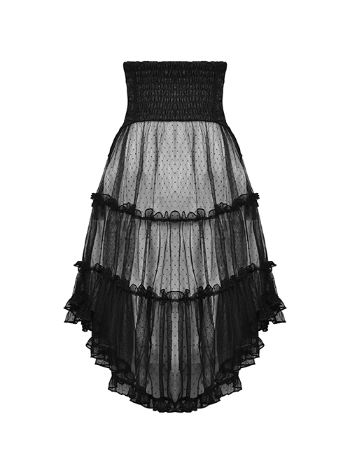 Gothic Style Luxury Palace Embroidery Exquisite Lace Ruffles Cross Ribbon Elegant Black Corset Skirt
