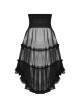 Gothic Style Luxury Palace Embroidery Exquisite Lace Ruffles Cross Ribbon Elegant Black Corset Skirt