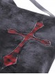 Punk Style Devil Cross Back Metal Zip Tattered Irregular Cut Black And Red Plaid Mini Skirt