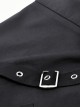 Punk Style Rock Metal Buckle Cross Strap Sexy Side Slit Daily Versatile Black Tight Long Skirt