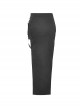 Punk Style Rock Metal Buckle Cross Strap Sexy Side Slit Daily Versatile Black Tight Long Skirt