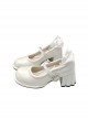 Glass Diamond Button Elegant Sweet Lolita Daily Versatile Wave Heel French Style Round Toe Mary Jane Shoes