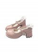 Glass Diamond Button Elegant Sweet Lolita Daily Versatile Wave Heel French Style Round Toe Mary Jane Shoes