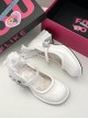 Glass Diamond Button Elegant Sweet Lolita Daily Versatile Wave Heel French Style Round Toe Mary Jane Shoes