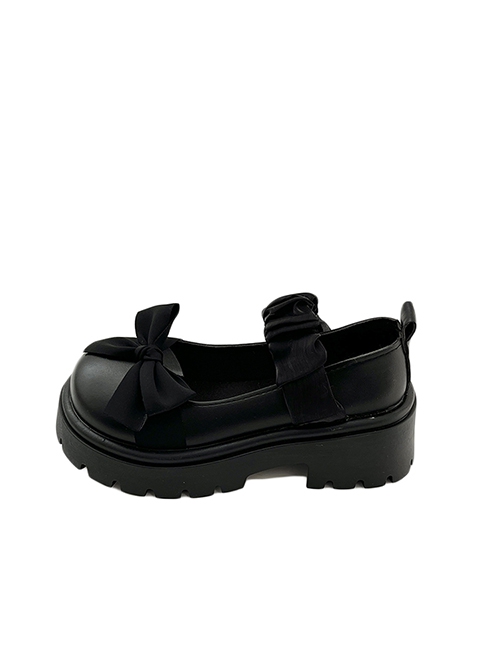 Soft Girl Daily Versatile Pleated Rope Shoelaces Sweet Lolita Kawaii Chunky Heel Thick Sole Round Toe Mary Jane Shoes