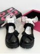 Soft Girl Daily Versatile Pleated Rope Shoelaces Sweet Lolita Kawaii Chunky Heel Thick Sole Round Toe Mary Jane Shoes