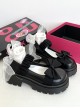 Soft Girl Daily Versatile Pleated Rope Shoelaces Sweet Lolita Kawaii Chunky Heel Thick Sole Round Toe Mary Jane Shoes