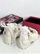 Soft Girl Daily Versatile Pleated Rope Shoelaces Sweet Lolita Kawaii Chunky Heel Thick Sole Round Toe Mary Jane Shoes