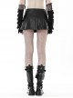 Punk Style Cool Rivet Metal Buckle Decorative Belt PU Leather Material Black Sexy Pleated Mini Skirt