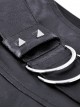 Punk Style Cool Rivet Metal Buckle Decorative Belt PU Leather Material Black Sexy Pleated Mini Skirt