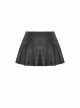 Punk Style Cool Rivet Metal Buckle Decorative Belt PU Leather Material Black Sexy Pleated Mini Skirt