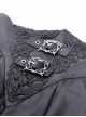 Gothic Style Retro Exquisite Embroidery Unique Metal Special Shaped Buckle Elegant Black Waist Long Skirt