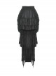 Gothic Style Exquisite Layered Lace Palace Pleated Retro Gorgeous Long Tail Black Sexy Skirt